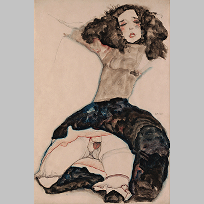 Schiele - Black Haired Girl with Lifted Skirt