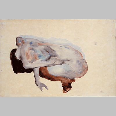 Schiele Crouching Nude in Shoes and Black Stockings3