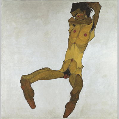 Schiele Seated Male Nude Self Portrait
