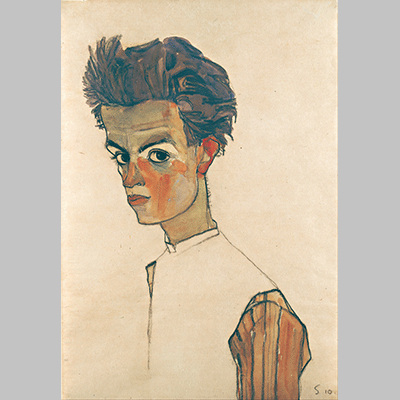 Schiele Self Portrait with Striped Shirt 1