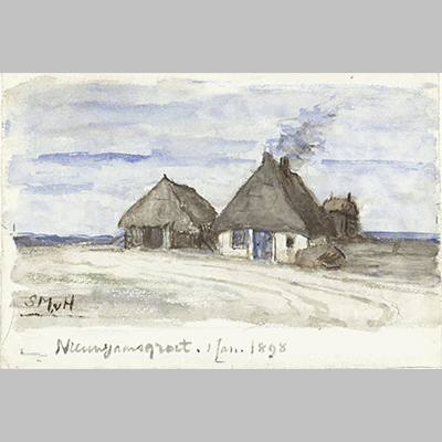 Sina Mesdag van Houten - Nieuwjaarsgroet met boerderij