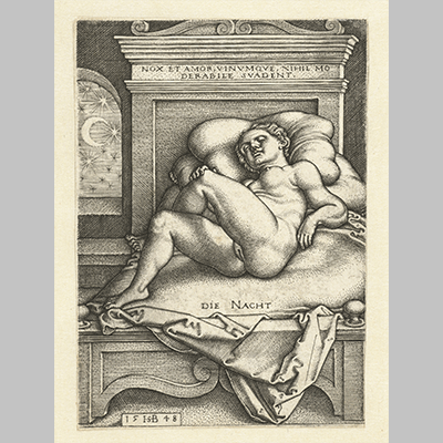 Slapende naakte vrouw als de Nacht Hans Sebald Beham 1548