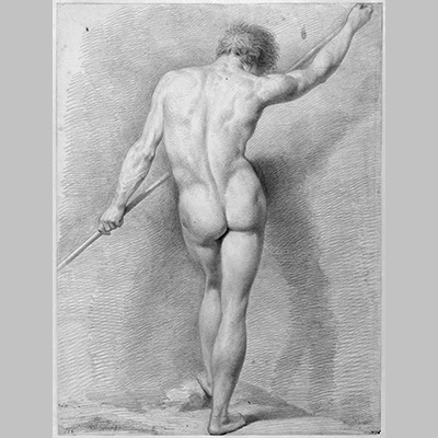 Staand mannelijk naakt op de rug gezien Jacob Ernst Marcus 1802 3