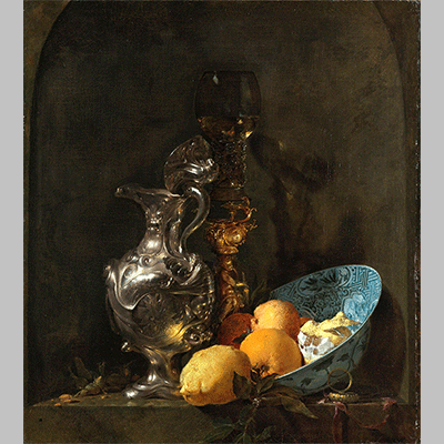 Still Life with a Silver Jug and a Porcelain Bowl Willem Kalf 1655 1660 3