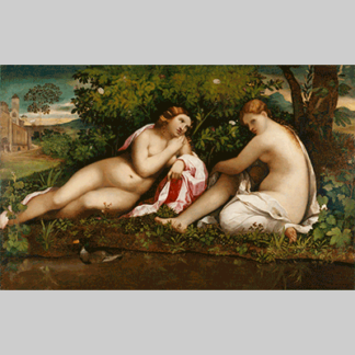 Palma Vecchio - Two Nymphs at Rest Jupiter and Callisto