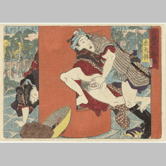 Utagawa Kunisada The erotic road to the capital A meeting at the temple