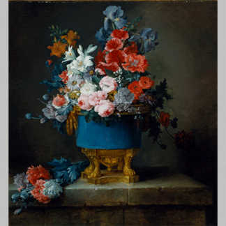 Vallayer Coster Bouquet of Flowers in a Blue Porcelain Vase 1776