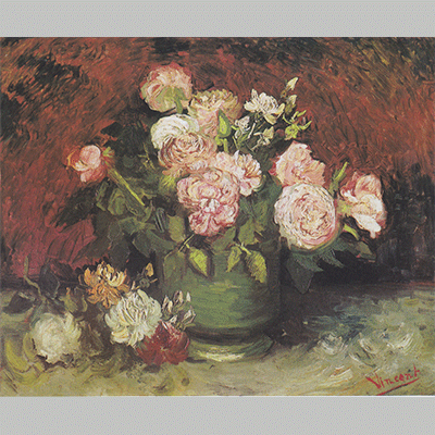 Van Gogh Schale mit Pfingstrosen und Rosen