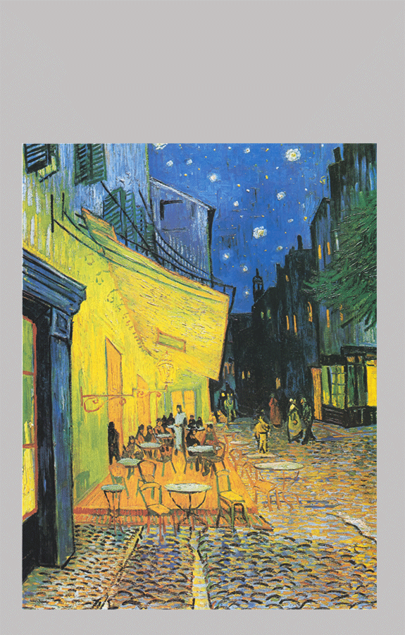 Van Gogh Terrasse des Cafes an der Place du Forum in Arles am Abend1