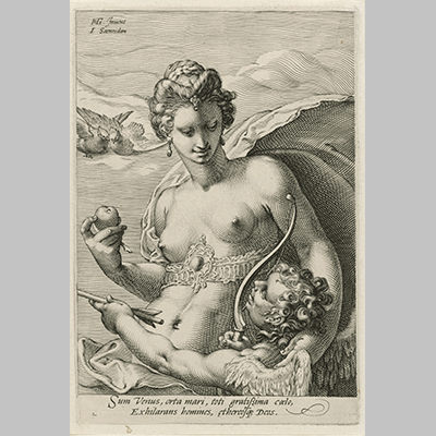 Venus en Amor Jan Saenredam after Hendrick Goltzius 1575 1607 1
