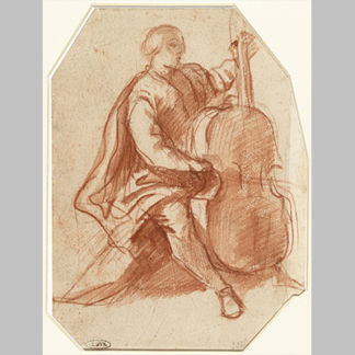 Viola da gambaspeler, driekwart van opzij, Pier Francesco Mola, 1645 1650