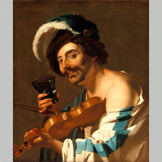 Dirck van Baburen - Violin Player with a Wine Glass 1623.