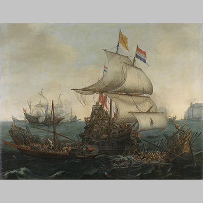 Hendrick Cornelisz Dutch Ships Ramming Spanish Galleys off the Flemish Coast in October 1602