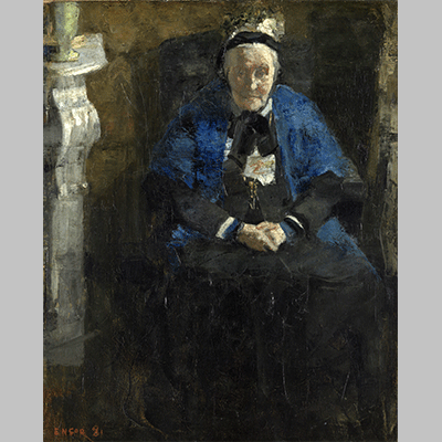 Vrouw met blauwe halsdoek James Ensor 1881