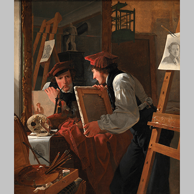 Wilhelm Bendz A Young Artist Ditlev Blunck Examining a Sketch in a Mirror 1826