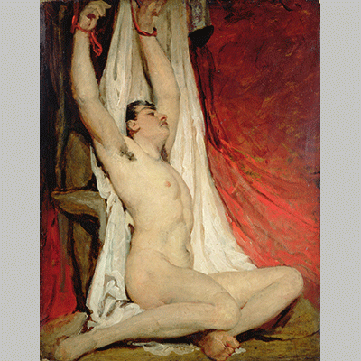 William Etty Male Nude with Arms Up Stretched 1830