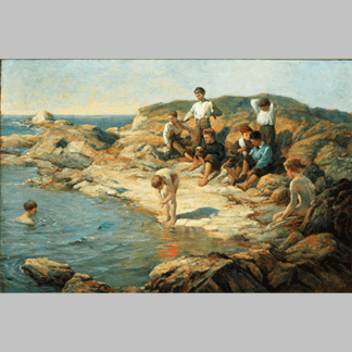 William Pratt Boys swimming at a rocky coast (1899)