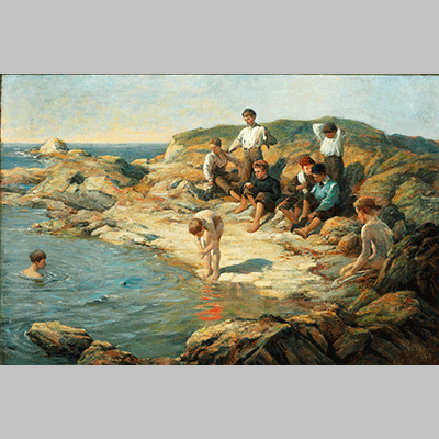 William Pratt Boys swimming at a rocky coast (1899)