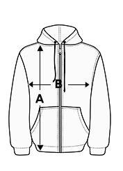 Zippered hoodie Size Chart