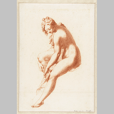Zittend vrouwelijk naakt een voet afdrogend Pieter van der Werff 1675 1722