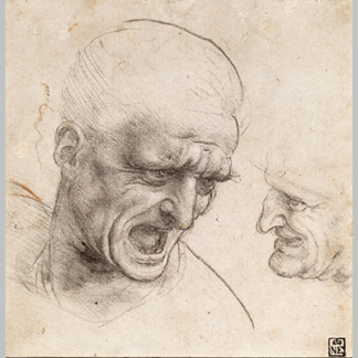 leonardo da vinci study of two warriors heads for the battle of anghiari 2